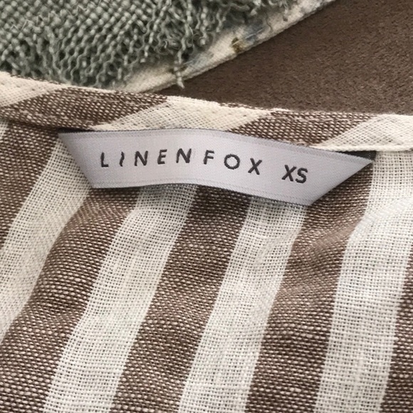 Linenfox Georgia Linen Wrap Tie Top in Cacao Stripe, XS - Picture 10 of 12
